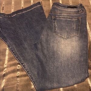 Stylish Risen High Rise Button Fly Indigo Straight Leg Jeans